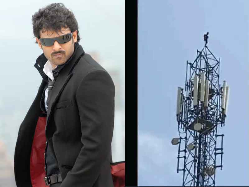 prabhas-fan-threatens-to-jump-off-from-mobile-phone-tower-mplive